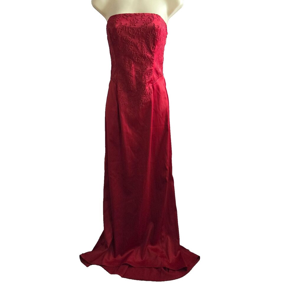 Vintage Rampage Red Satin Strapless Formal Dress Juniors Size 3 Corset Gown